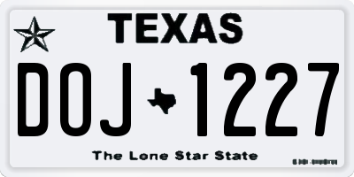 TX license plate DOJ1227