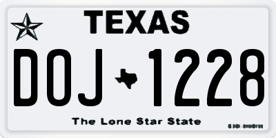TX license plate DOJ1228