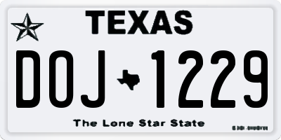 TX license plate DOJ1229