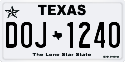TX license plate DOJ1240