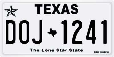 TX license plate DOJ1241