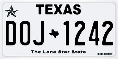 TX license plate DOJ1242