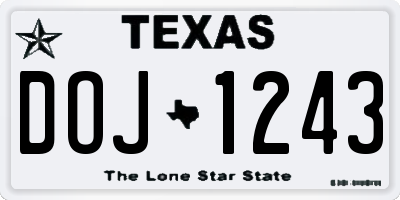 TX license plate DOJ1243