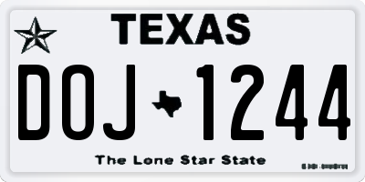 TX license plate DOJ1244