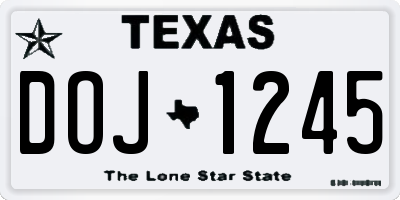 TX license plate DOJ1245