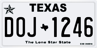TX license plate DOJ1246