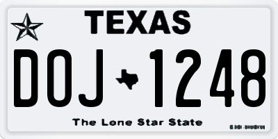 TX license plate DOJ1248