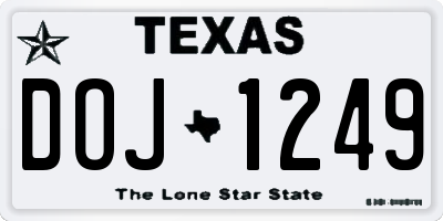TX license plate DOJ1249