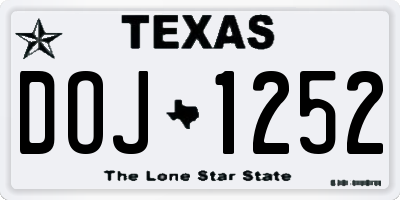 TX license plate DOJ1252