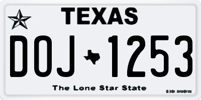 TX license plate DOJ1253