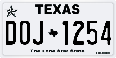 TX license plate DOJ1254