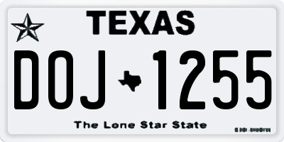 TX license plate DOJ1255