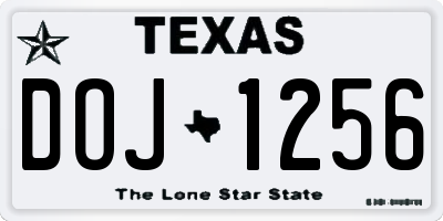 TX license plate DOJ1256