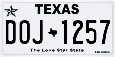 TX license plate DOJ1257