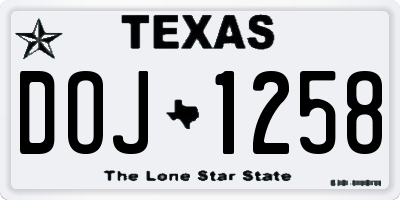 TX license plate DOJ1258