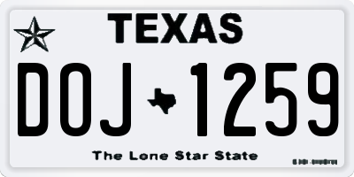 TX license plate DOJ1259