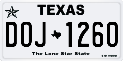 TX license plate DOJ1260