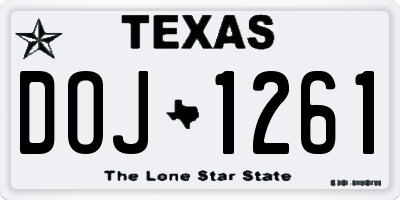 TX license plate DOJ1261