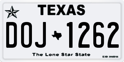 TX license plate DOJ1262