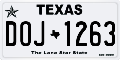 TX license plate DOJ1263