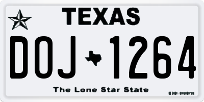 TX license plate DOJ1264