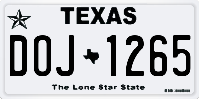 TX license plate DOJ1265