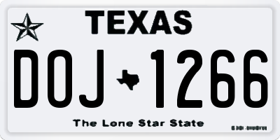 TX license plate DOJ1266