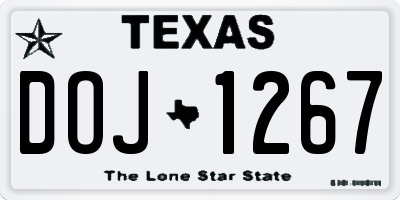 TX license plate DOJ1267
