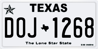 TX license plate DOJ1268
