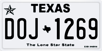 TX license plate DOJ1269