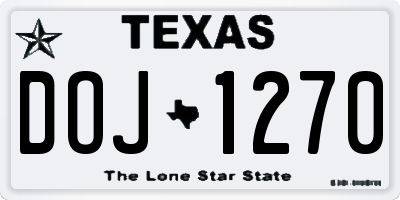 TX license plate DOJ1270