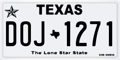 TX license plate DOJ1271