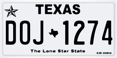 TX license plate DOJ1274