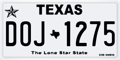 TX license plate DOJ1275