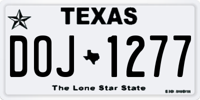 TX license plate DOJ1277