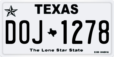 TX license plate DOJ1278