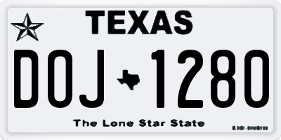 TX license plate DOJ1280