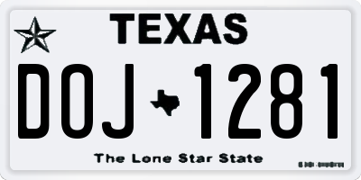 TX license plate DOJ1281