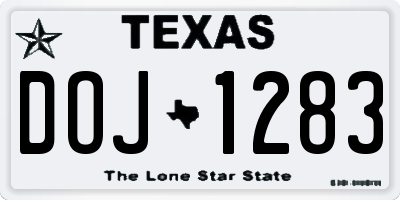 TX license plate DOJ1283