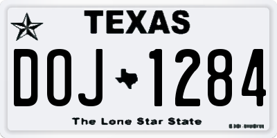TX license plate DOJ1284