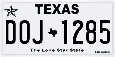 TX license plate DOJ1285