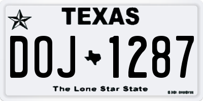 TX license plate DOJ1287