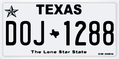TX license plate DOJ1288