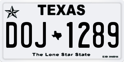 TX license plate DOJ1289