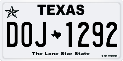 TX license plate DOJ1292