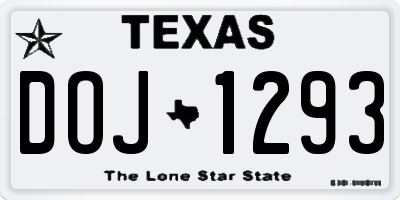 TX license plate DOJ1293