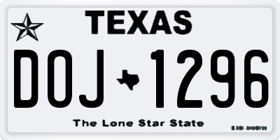 TX license plate DOJ1296