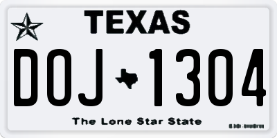 TX license plate DOJ1304