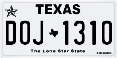 TX license plate DOJ1310