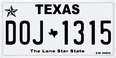 TX license plate DOJ1315